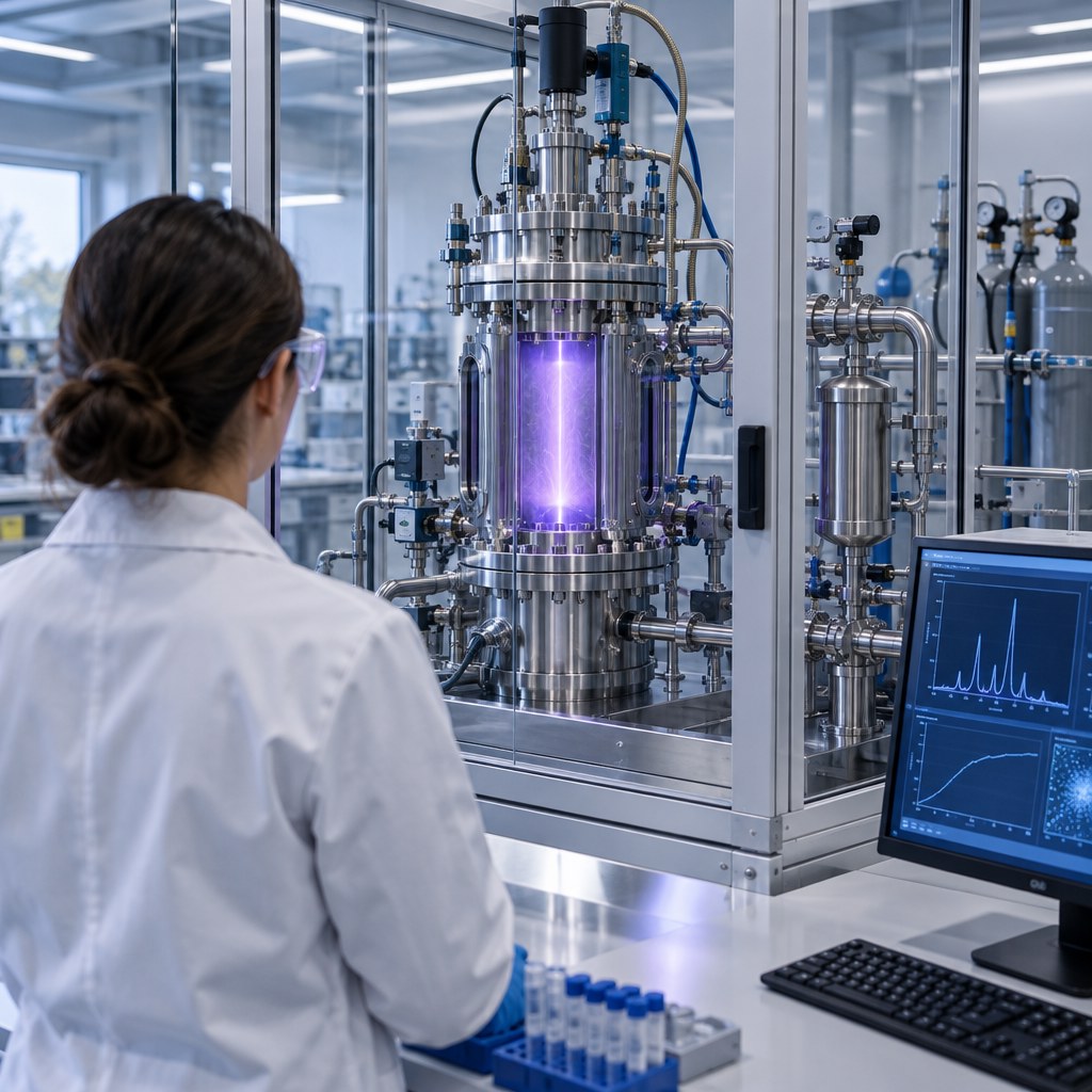 Conceptual illustration of a laboratory plasma reactor for methane pyrolysis research